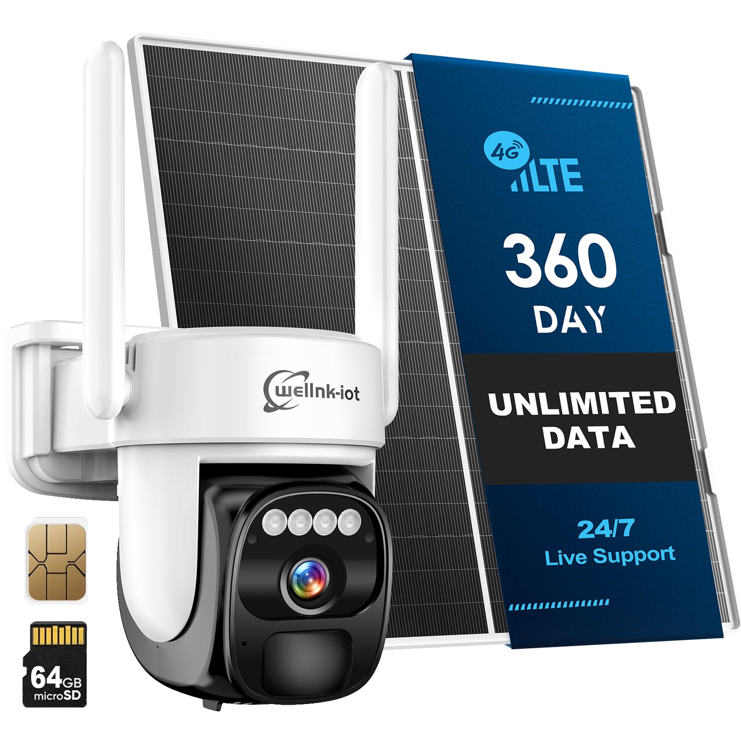 Cellular Security Camera Solar Powered with 360-Day Unlimited Sim Data BW4PLUS360D