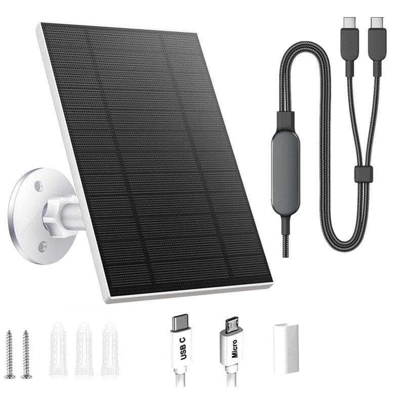 Add-on 5W Solar Panel with 2-in-1 Cable for Dual-Panel Setup for Security Camera, Rechargeable Battery Camera
