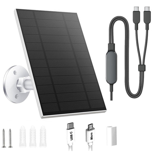 Add-on 5W Solar Panel with 2-in-1 Cable for Dual-Panel Setup for Security Camera, Rechargeable Battery Camera