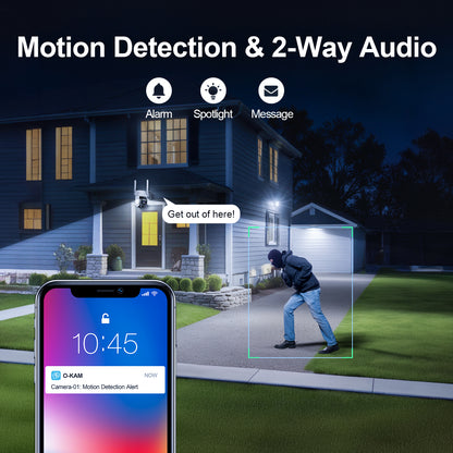 4G LTE Non-WiFi Cellular Security Camera BW4-plus with Solar Panel, U.S. Local SIM&SD Card, Motion Detection, Auto Tracking, 2K Live Video, Color Night Vision, Flashlight&Siren Alerts